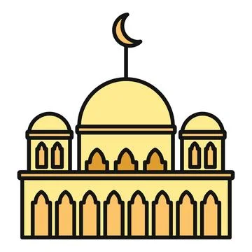 Mosque building with dome and crescent symbol Ilustración de archivo