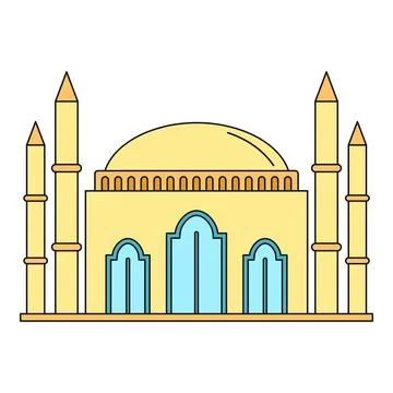 Mosque building icon featuring a dome and minarets Stock Illustration
