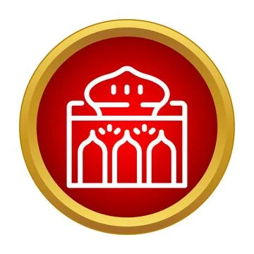 Mosque building icon in a golden frame Stock Illustration