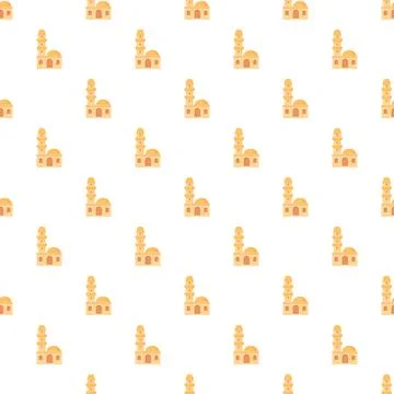 Mosque building icon repeating pattern on white background イラスト素材