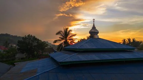 Mosque Building at Sunset 스톡 사진