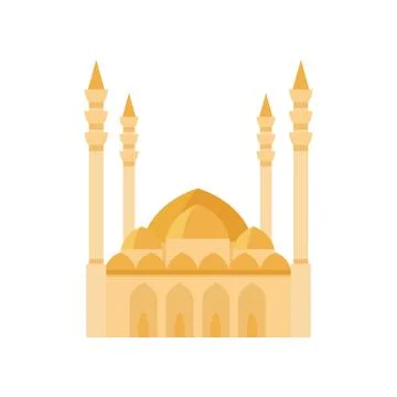 Mosque building yellow color vector illustration. Vector illustration on white Ilustración de archivo