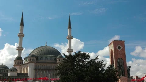Mosque buildings and minarets, elements of architectural of buildings. Stock Footage 198885863