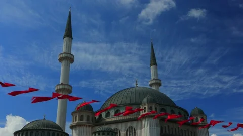 Mosque buildings and minarets, elements of architectural of buildings. Stock Footage 198885872