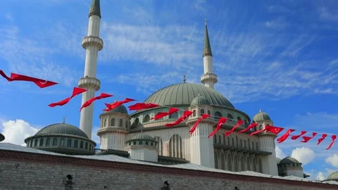 Mosque buildings and minarets, elements of architectural of buildings. Video stock 198885877