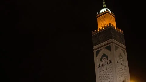 Mosque casablanca by night Stock Footage 130829984
