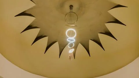 Mosque ceiling with decorative lights. Stock Photos