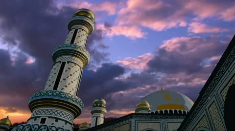 Mosque Clouded Weather Stock Footage 45970932
