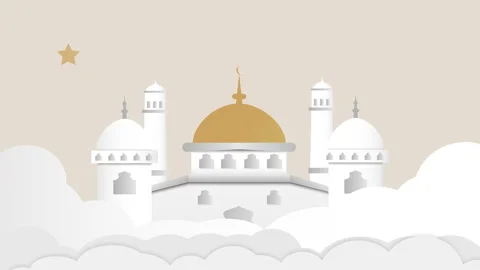 Mosque In The Clouds With Stars Stock Footage 264578589