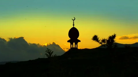 Mosque with Crescent and a Star  Stockbeeldmateriaal 846799