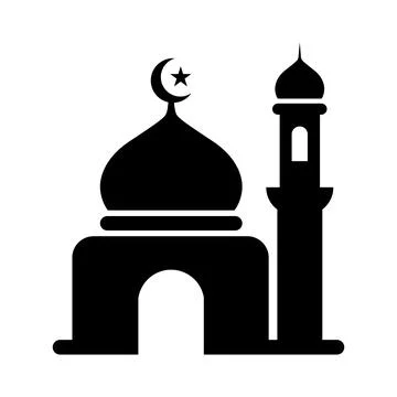 Mosque with Crescent and Star Islamic Vector Icon Stock Illustration