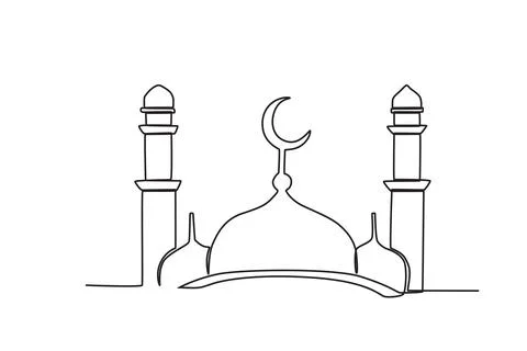 A mosque with a crescent moon design on it Stock Illustration