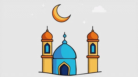 Mosque with Crescent Moon» Stock Footage 328287604