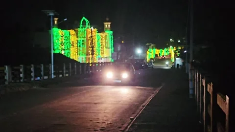 Mosque with  decorative lights 스톡 동영상 317780041