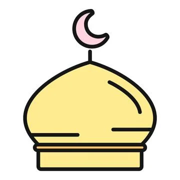 Mosque dome with a crescent moon representing islam 库存插图