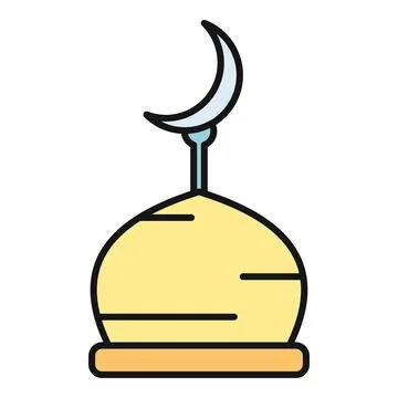 Mosque dome with crescent moon symbol vector icon Ilustração Stock