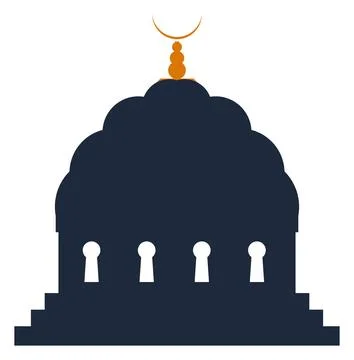 Mosque Dome with Crescent Moon Vector Illustration Stock Illustration