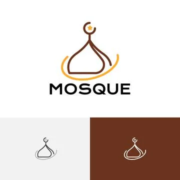 Mosque Dome Islamic Center Study Islam Muslim Community Line Style Logo Stock Illustration