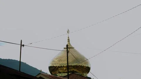 Mosque Dome Silhouette Against Dramatic Evening Sky Stock Photos