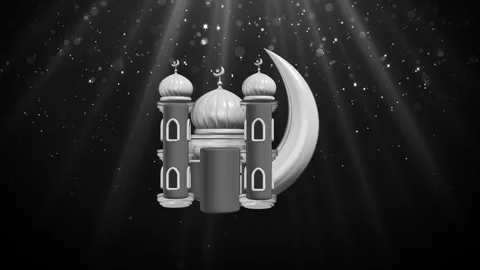 Mosque with Domes and Crescent Moon Loop Stock Footage 308227969