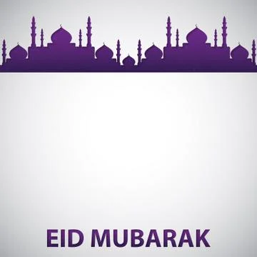 Mosque "Eid Mubarak" (Blessed Eid) card in vector format. Stock Illustration