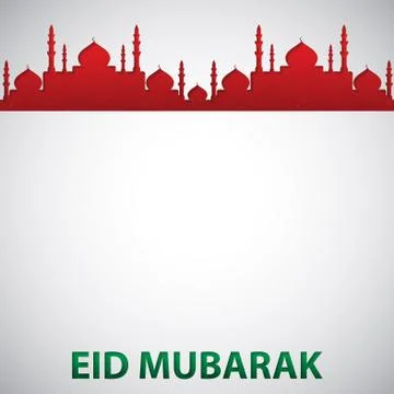 Mosque "Eid Mubarak" (Blessed Eid) card in vector format. Stock Illustration