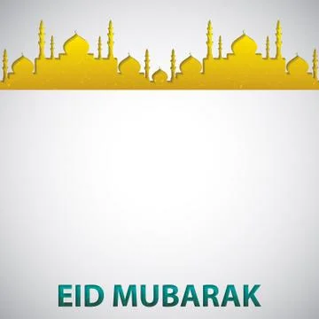 Mosque "Eid Mubarak" (Blessed Eid) card in vector format. Stock Illustration