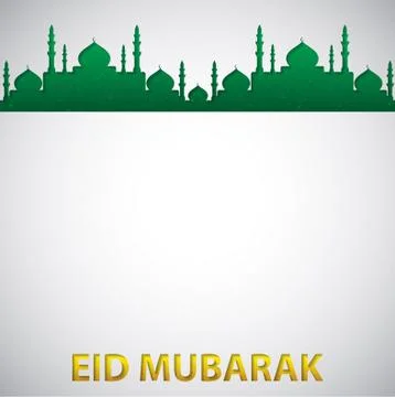 Mosque "Eid Mubarak" (Blessed Eid) card in vector format. Stock Illustration