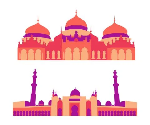 Mosque flat icon set illustration isolated vector sign symbol. mosque illustr Illustration