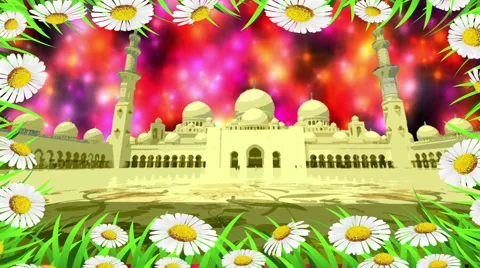 Mosque Flowers Magenta Background Stock Footage 45971713