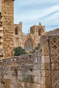 Mosque, Gothic St. Nicholas Cathedral in Famagusta, North Cyprus Stock Photos