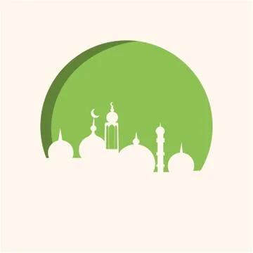 Mosque on green background. Stock Illustration