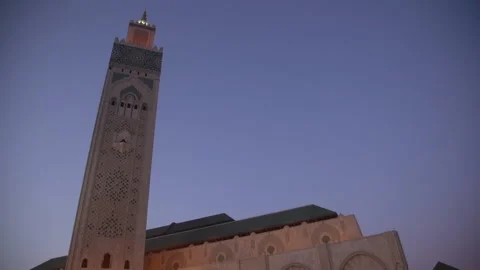 Mosque Hassan II - Marocco (facade- tilt down) Stock Footage