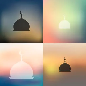 Mosque icon on blurred background Illustrazione stock