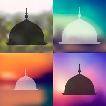 Mosque icon on blurred background Illustrazione stock