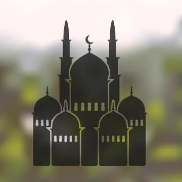 Mosque icon on blurred background Stock Illustration
