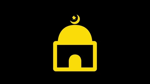 Mosque icon with crescent moon and star animation. Gold color mosque icon f.. Stock Footage 335230588