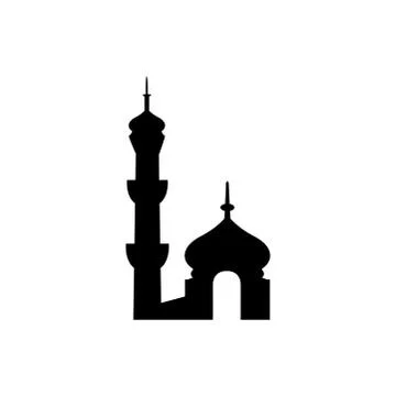 Mosque Icon In Flat Style Vector For App, UI, Websites. Black Muslim Vector I Stock Illustration