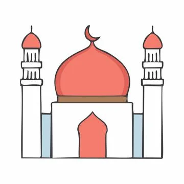 Mosque icon in flat style. Vector illustration on white background. Stock Illustration