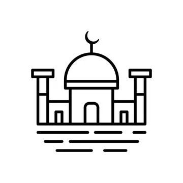 Mosque icon line design template isolated Stock Illustration