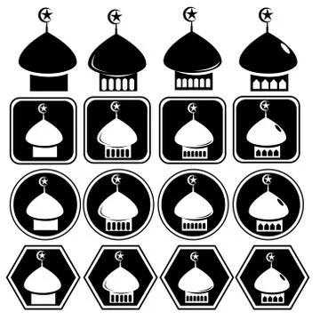 Mosque icon sign vector set Stock Illustration