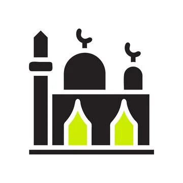 Mosque icon solid black green colour ramadan symbol illustration perfect. Stock Illustration