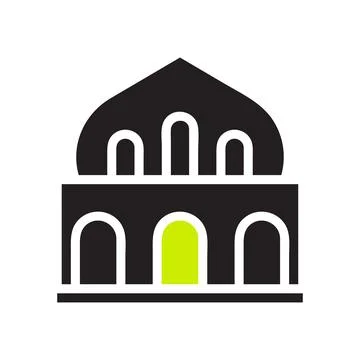 Mosque icon solid black green colour ramadan symbol illustration perfect. Illustrazione stock