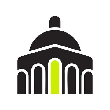 Mosque icon solid black green colour ramadan symbol illustration perfect. Stock Illustration