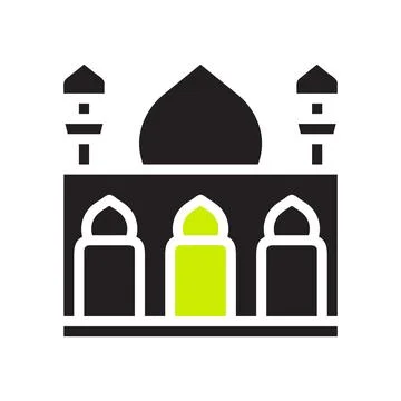 Mosque icon solid black green colour ramadan symbol illustration perfect. Illustrazione stock