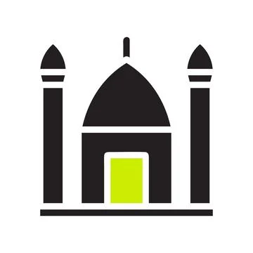 Mosque icon solid black green colour ramadan symbol illustration perfect. Illustrazione stock