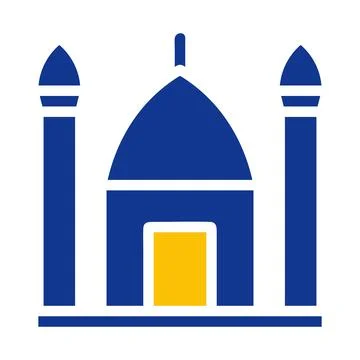 Mosque icon solid blue yellow colour ramadan symbol perfect. Illustrazione stock