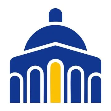 Mosque icon solid blue yellow colour ramadan symbol perfect. Illustrazione stock