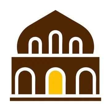 Mosque icon solid brown yellow colour ramadan symbol perfect. Illustrazione stock