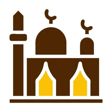 Mosque icon solid brown yellow colour ramadan symbol perfect. 스톡 일러스트